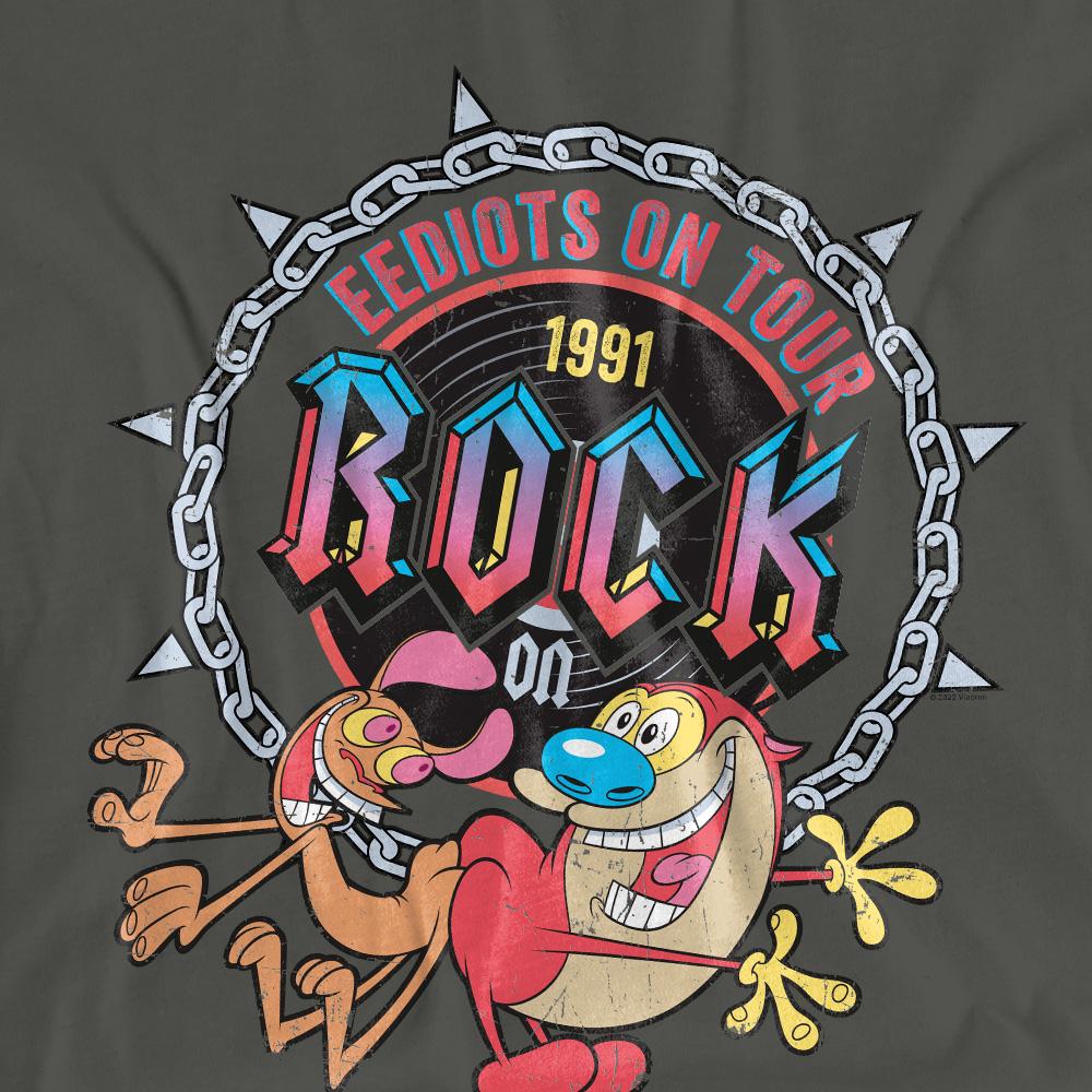 Charcoal - Pack Shot - Ren & Stimpy Unisex Adult Eediots On Tour T-Shirt