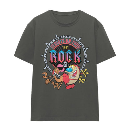Charcoal - Front - Ren & Stimpy Unisex Adult Eediots On Tour T-Shirt