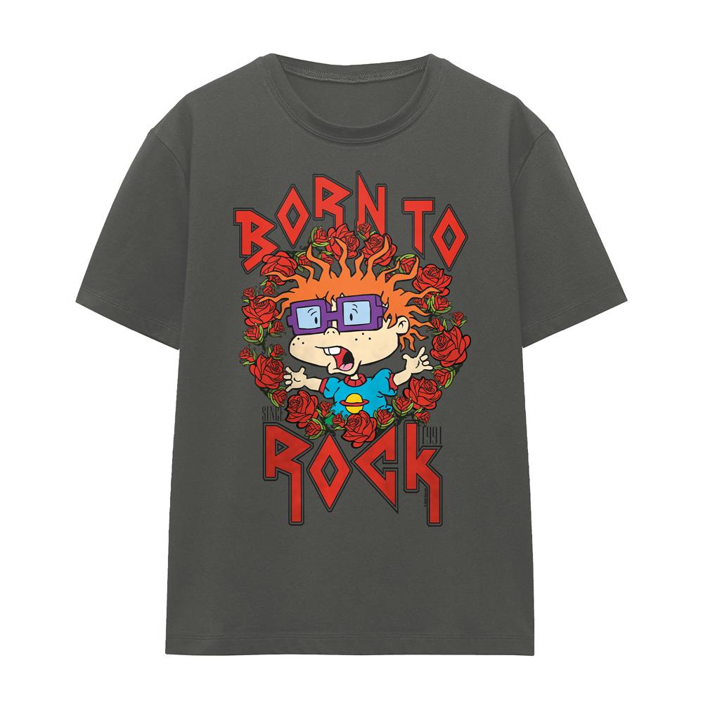 Charcoal - Front - Rugrats Unisex Adult Chucky Was Born To Rock T-Shirt