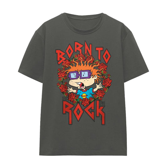 Charcoal - Front - Rugrats Unisex Adult Chucky Was Born To Rock T-Shirt