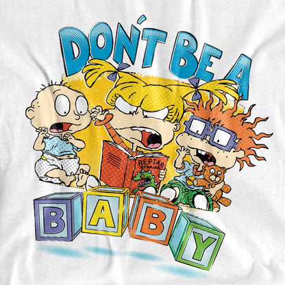 White - Side - Rugrats Unisex Adult Don´t Be A Baby Blocks T-Shirt