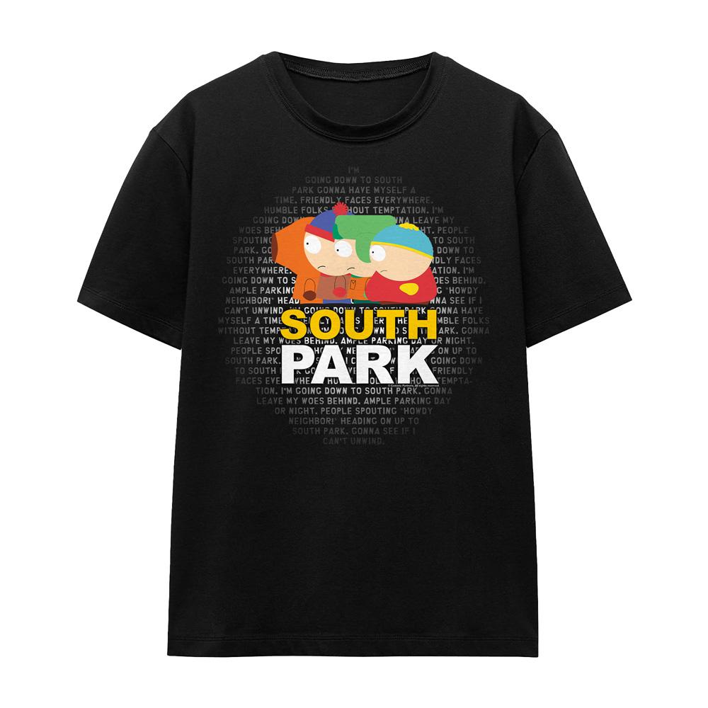 Black - Front - South Park Unisex Adult Lyrics T-Shirt