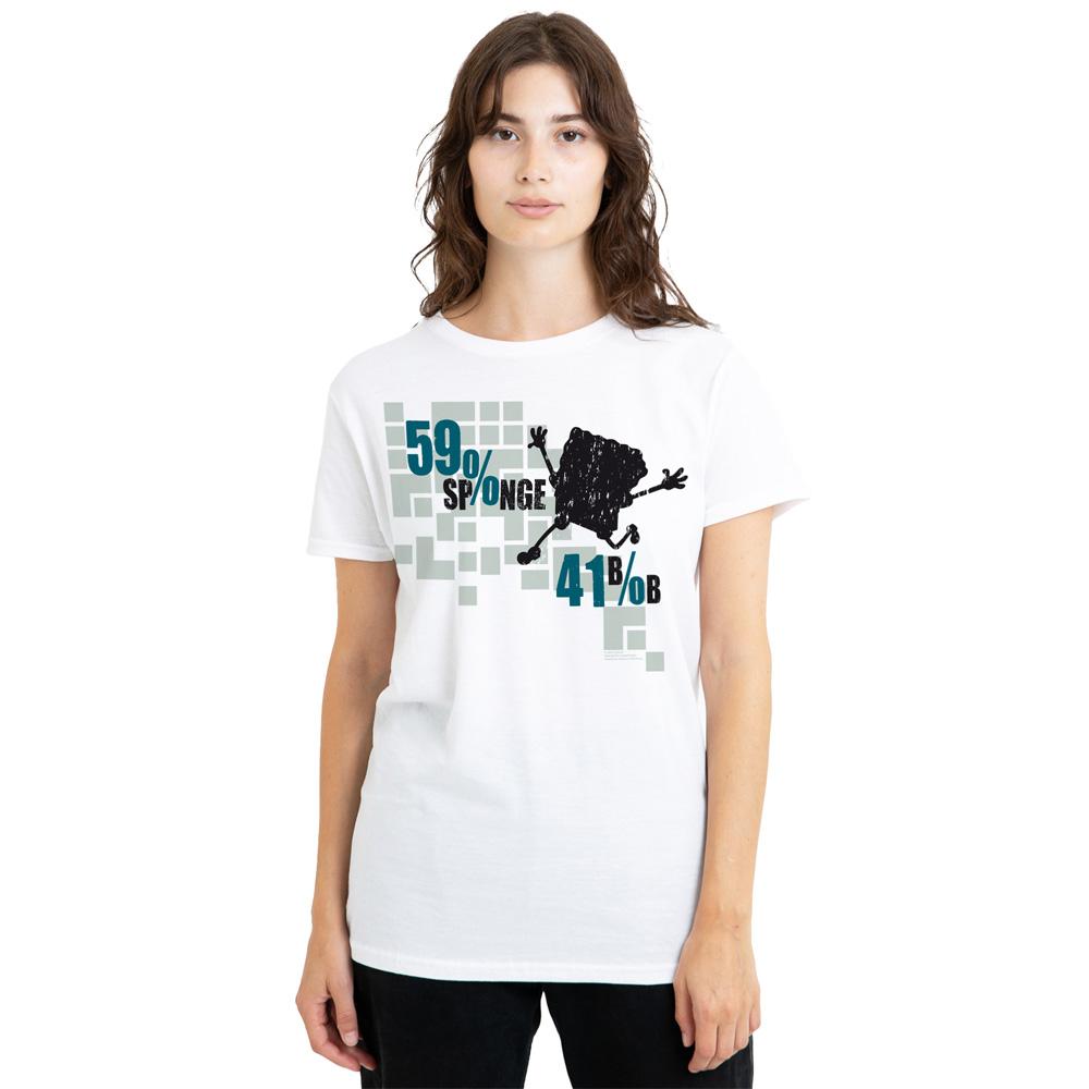 White - Side - SpongeBob SquarePants Unisex Adult 59% Sponge 41% Bob T-Shirt