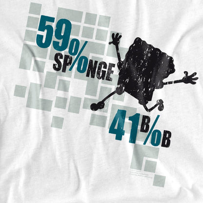 White - Pack Shot - SpongeBob SquarePants Unisex Adult 59% Sponge 41% Bob T-Shirt