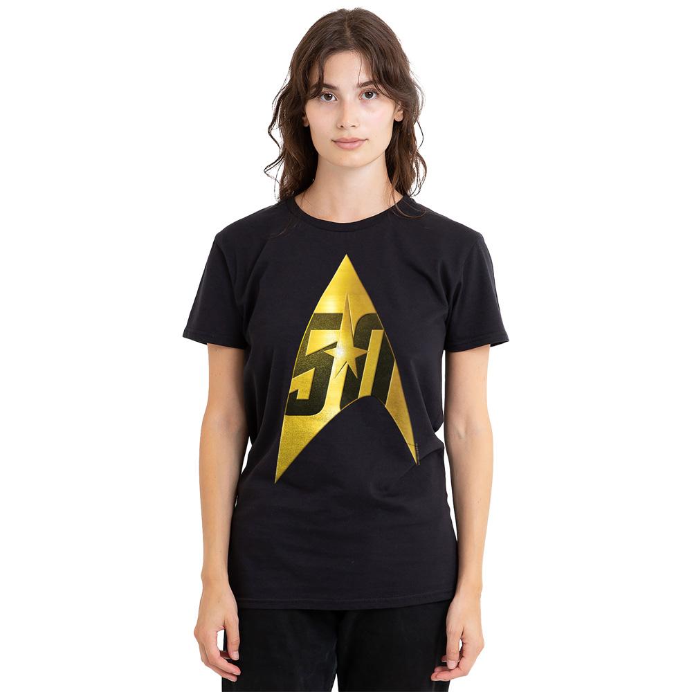 Black - Side - Star Trek Unisex Adult 50th Anniversary Delta T-Shirt