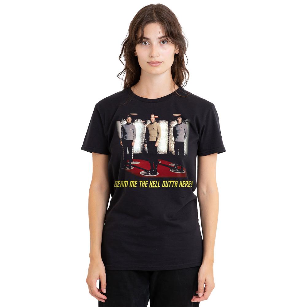 Black - Side - Star Trek Unisex Adult Beam Me Out T-Shirt