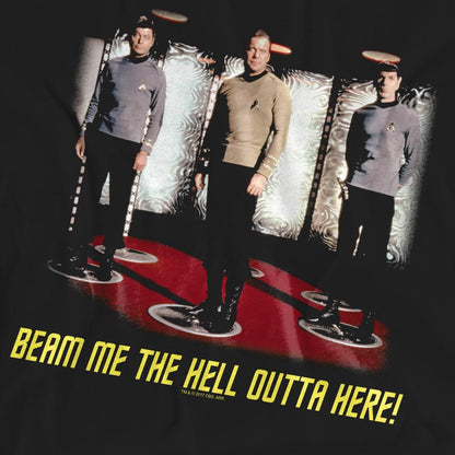 Black - Pack Shot - Star Trek Unisex Adult Beam Me Out T-Shirt