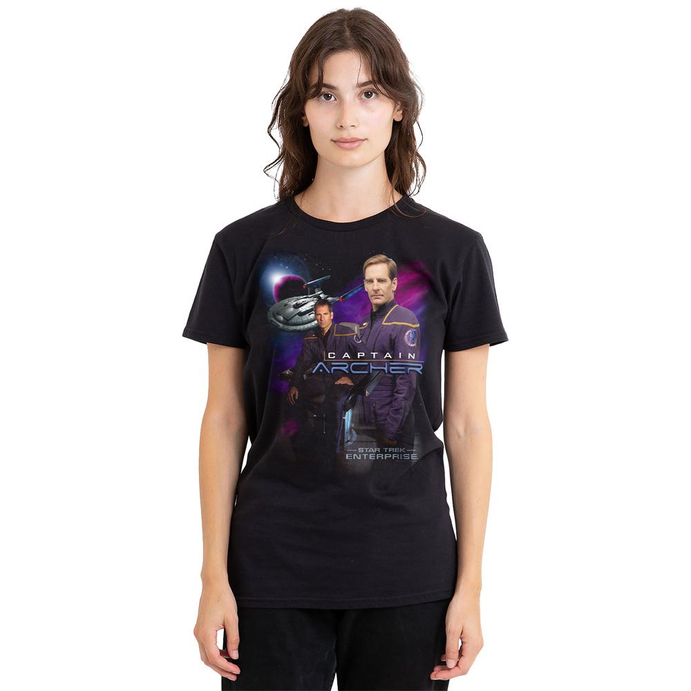 Black - Side - Star Trek Unisex Adult Captain Archer T-Shirt