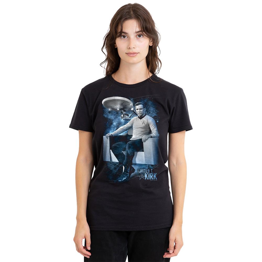 Black - Side - Star Trek Unisex Adult Captain´s Chair T-Shirt