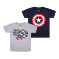 Grey-Navy - Front - Captain America Boys T-Shirt (Pack of 2)