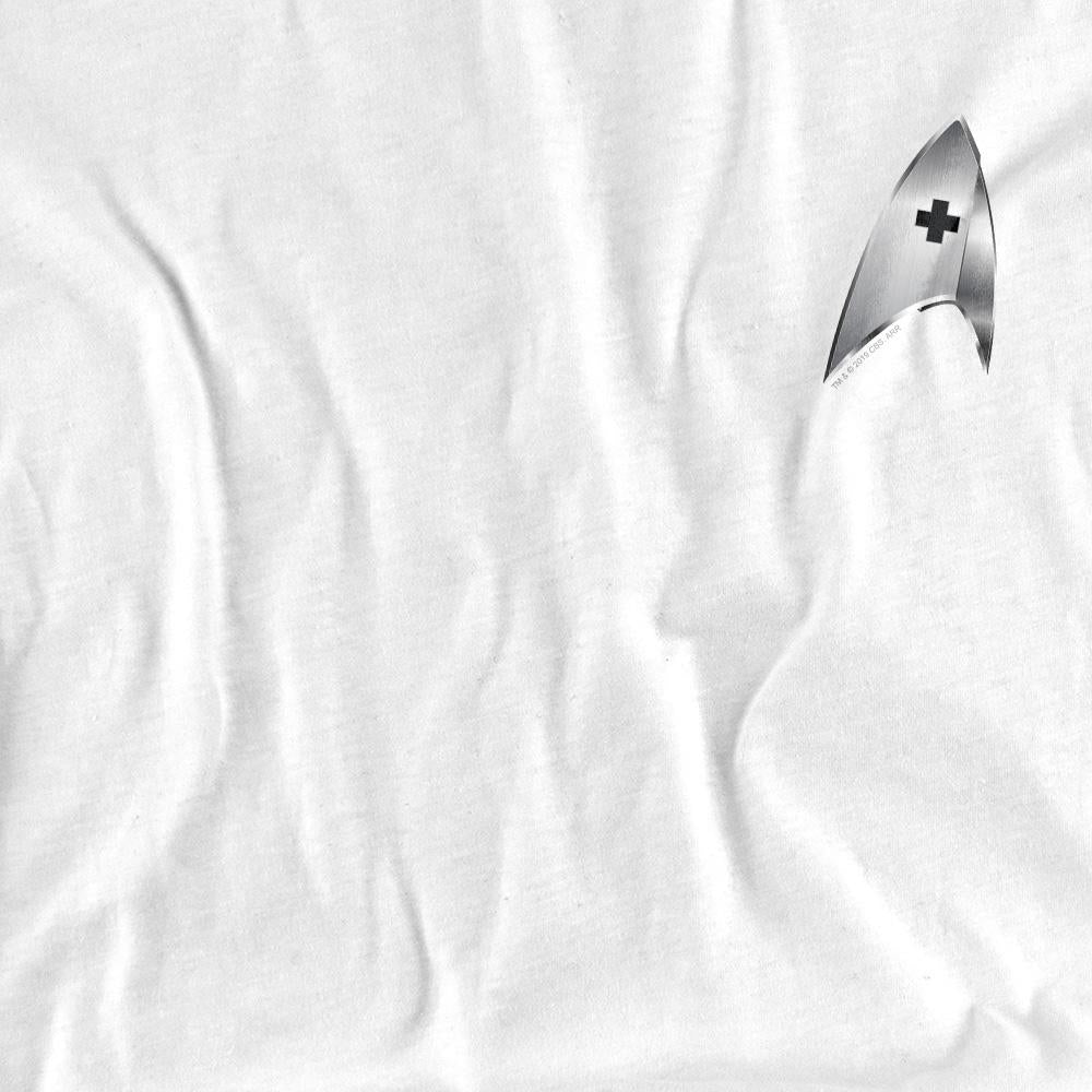 White - Pack Shot - Star Trek: Discovery Unisex Adult Medical Badge T-Shirt