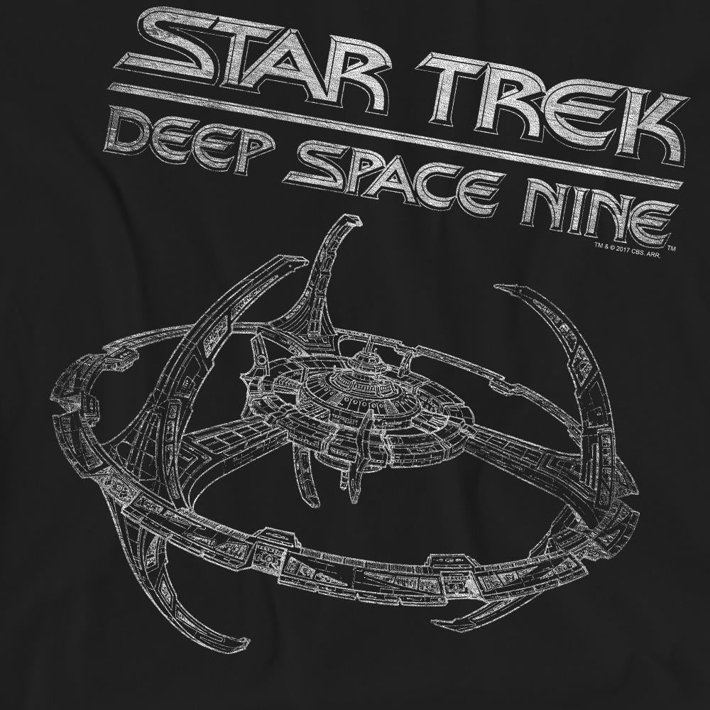 Black - Side - Star Trek Unisex Adult Deep Space Nine Station T-Shirt