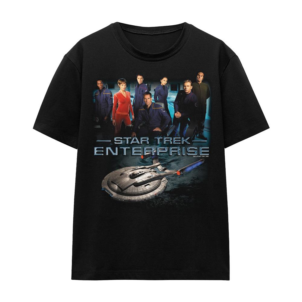 Black - Front - Star Trek Unisex Adult Enterprise Crew T-Shirt