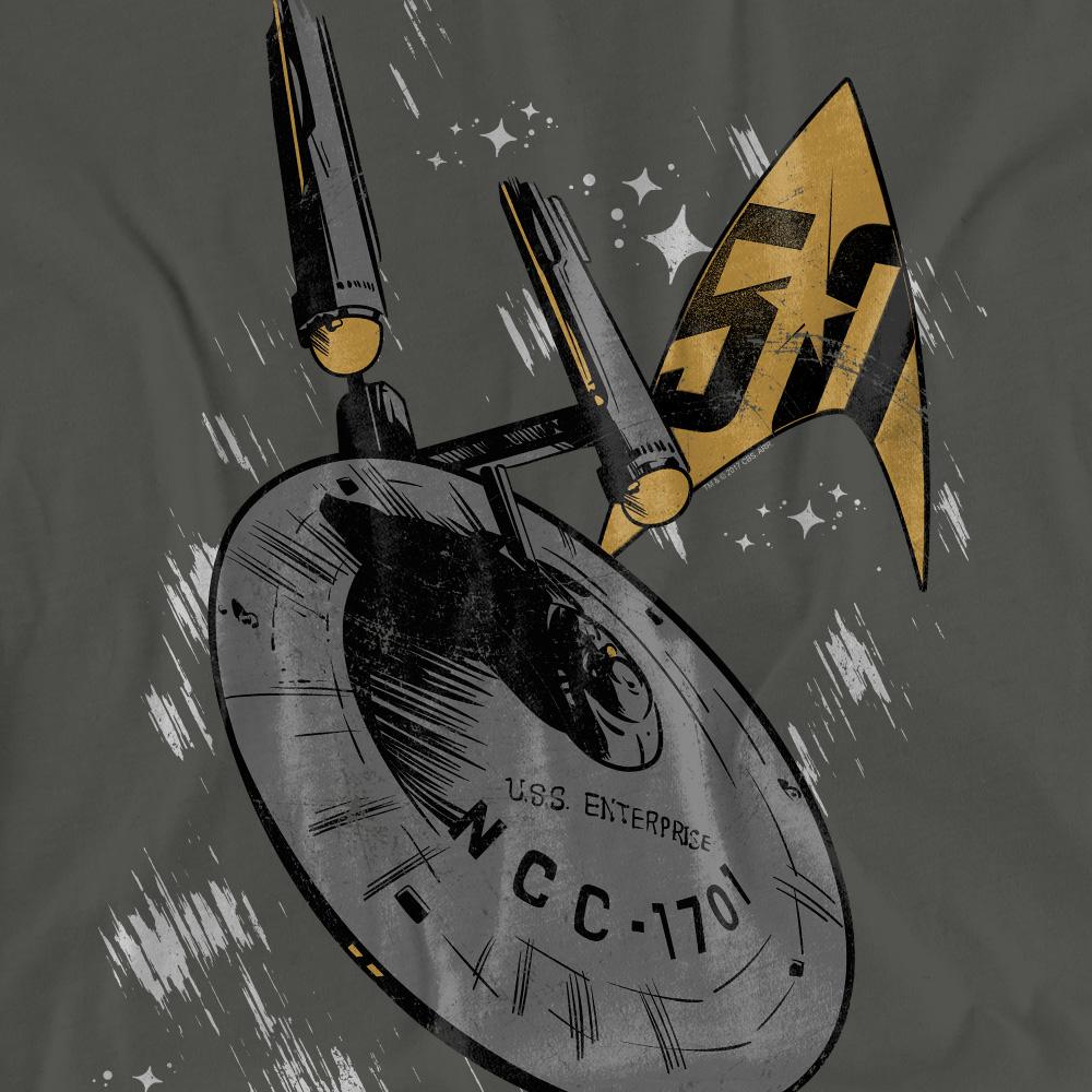 Charcoal - Pack Shot - Star Trek Unisex Adult Enterprise Dash T-Shirt