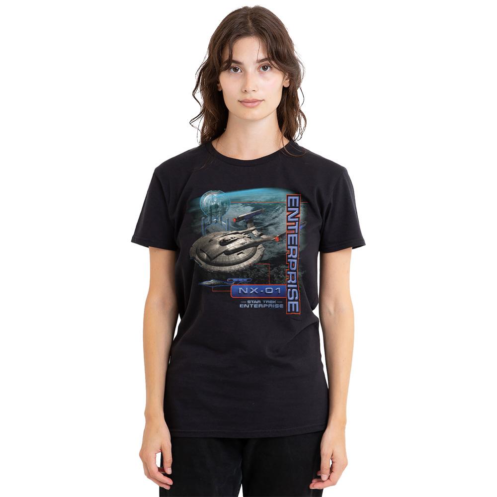 Black - Side - Star Trek Unisex Adult Enterprise NX 01 T-Shirt