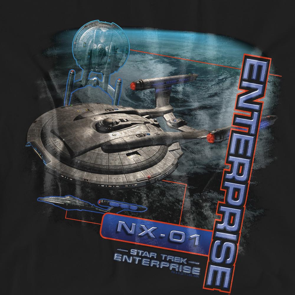 Black - Pack Shot - Star Trek Unisex Adult Enterprise NX 01 T-Shirt