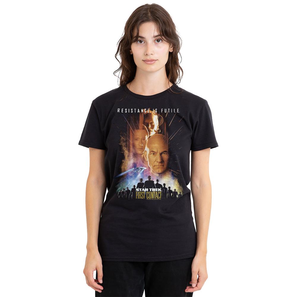 Black - Side - Star Trek Unisex Adult First Contact T-Shirt