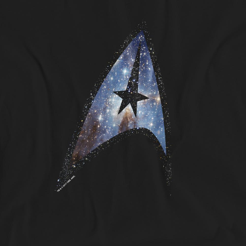 Black - Pack Shot - Star Trek Unisex Adult Galactic Shield T-Shirt