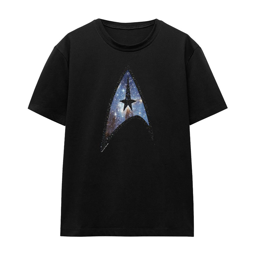 Black - Front - Star Trek Unisex Adult Galactic Shield T-Shirt