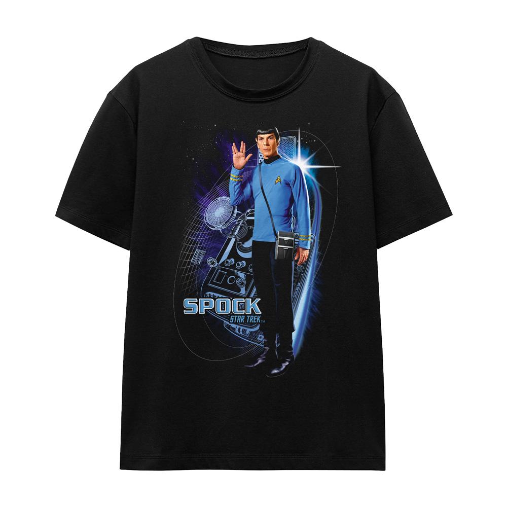 Black - Front - Star Trek Unisex Adult Galactic Spock T-Shirt