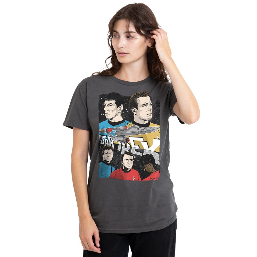 Charcoal - Side - Star Trek Unisex Adult Illustrated Crew T-Shirt