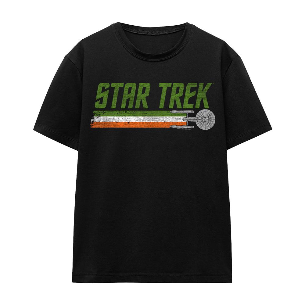 Black - Front - Star Trek Unisex Adult Irish Enterprise T-Shirt