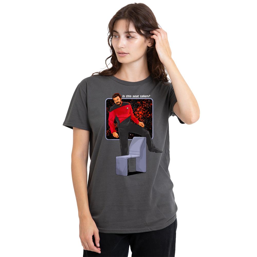 Charcoal - Side - Star Trek Unisex Adult Is This Seat Taken T-Shirt