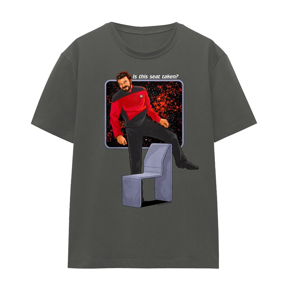 Charcoal - Front - Star Trek Unisex Adult Is This Seat Taken T-Shirt