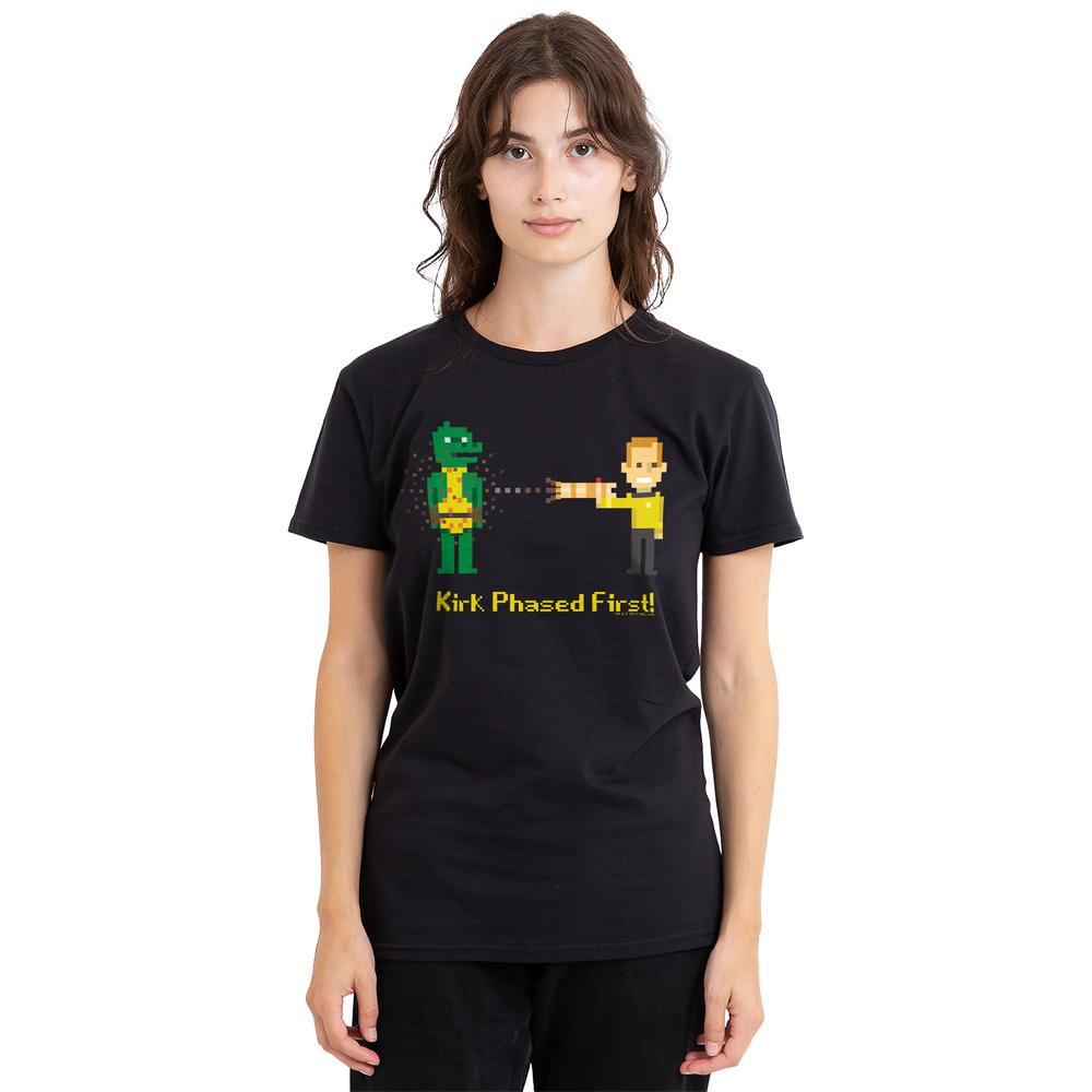Black - Side - Star Trek Unisex Adult Kirk Phased First T-Shirt