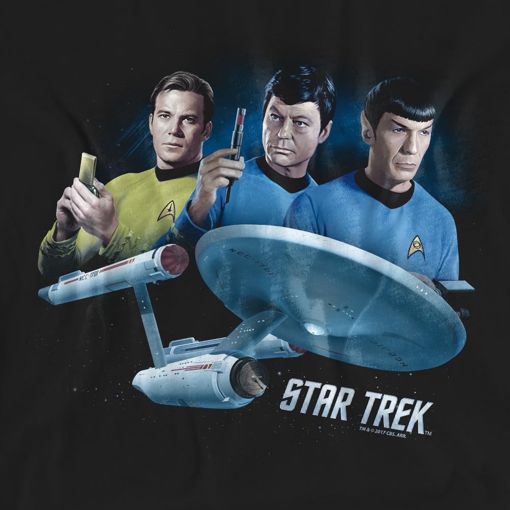 Black - Pack Shot - Star Trek Unisex Adult Main Three T-Shirt