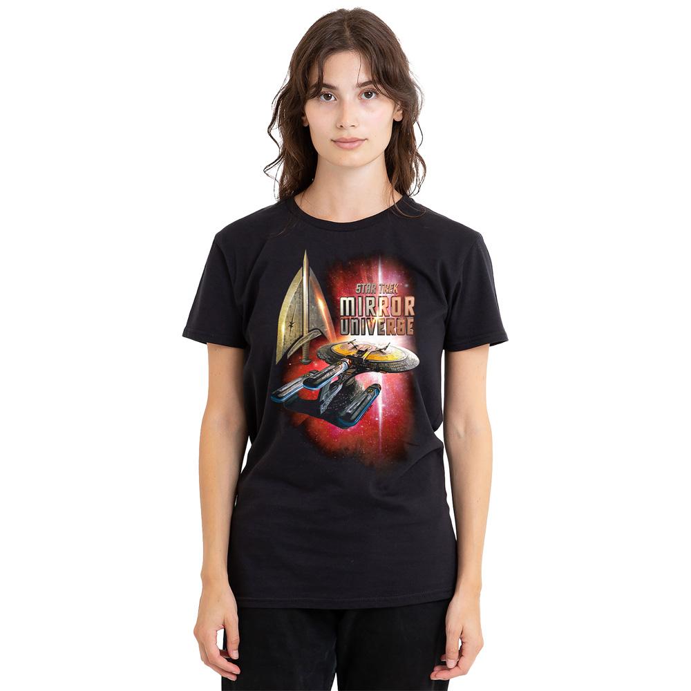 Black - Side - Star Trek Unisex Adult Mirror Enterprise T-Shirt