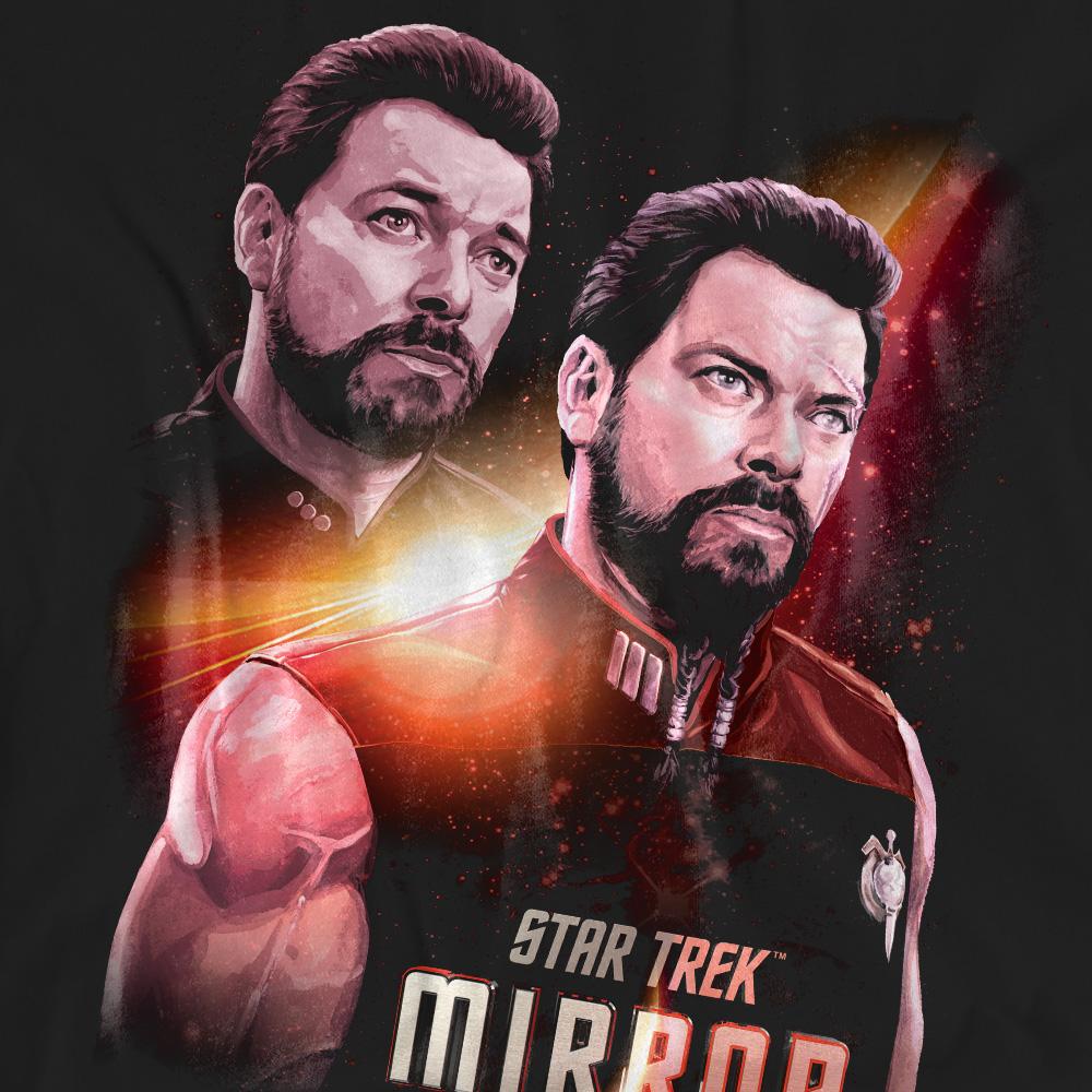 Black - Pack Shot - Star Trek Unisex Adult Mirror Riker T-Shirt
