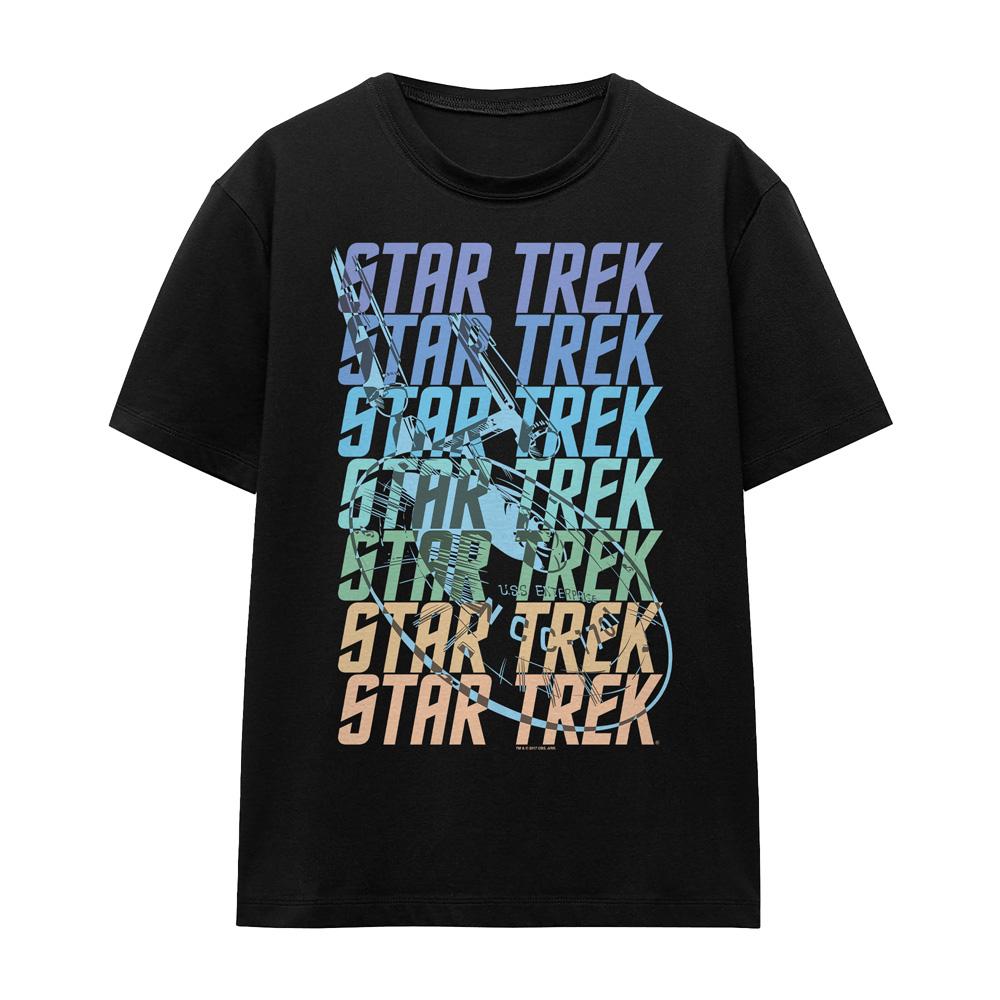 Black - Front - Star Trek Unisex Adult Enterprise Multi Logo T-Shirt