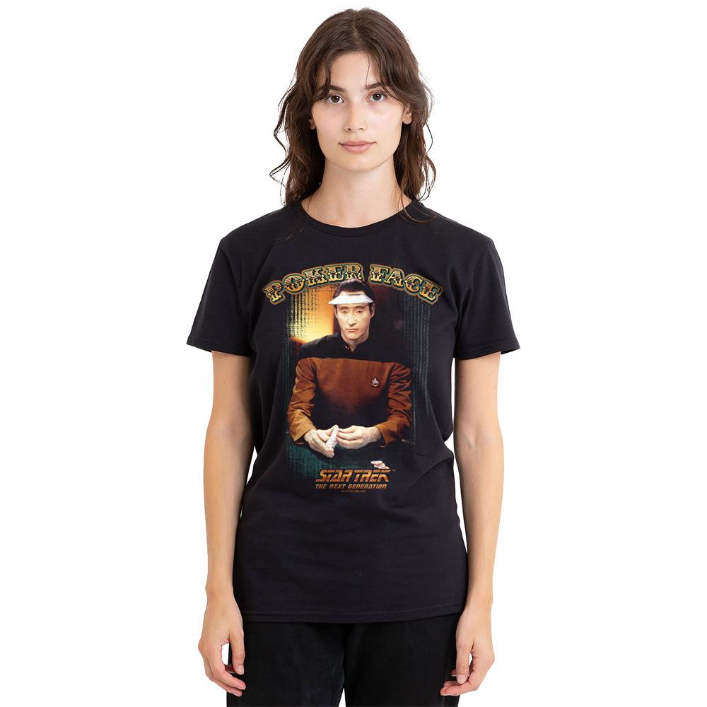Black - Side - Star Trek Unisex Adult Poker Face T-Shirt