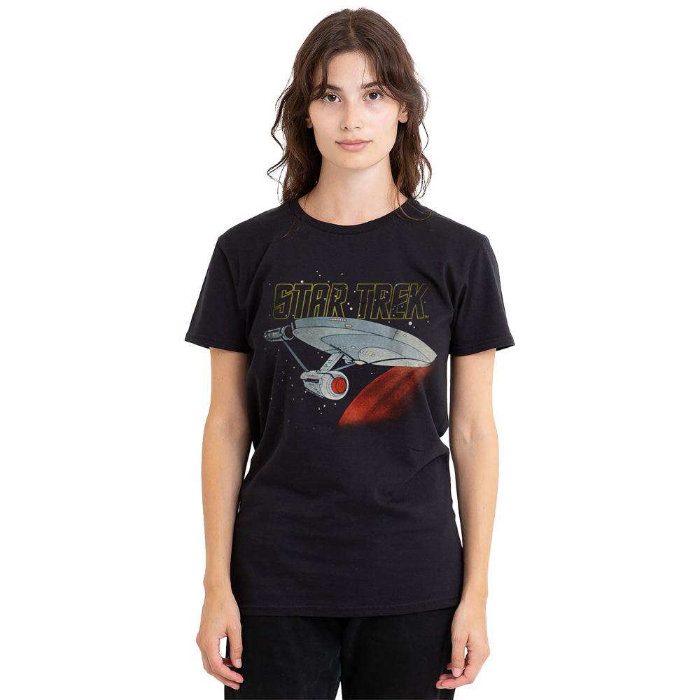 Black - Side - Star Trek Unisex Adult Enterprise Retro T-Shirt