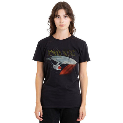 Black - Side - Star Trek Unisex Adult Enterprise Retro T-Shirt