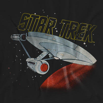Black - Pack Shot - Star Trek Unisex Adult Enterprise Retro T-Shirt