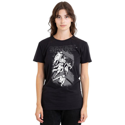 Black - Side - Star Trek Unisex Adult Tilted Bridge Retro T-Shirt