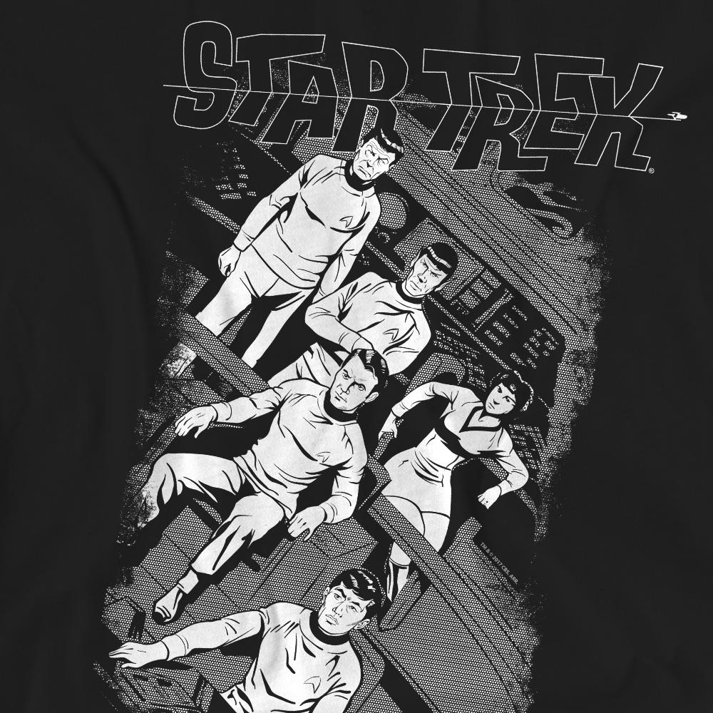 Black - Pack Shot - Star Trek Unisex Adult Tilted Bridge Retro T-Shirt