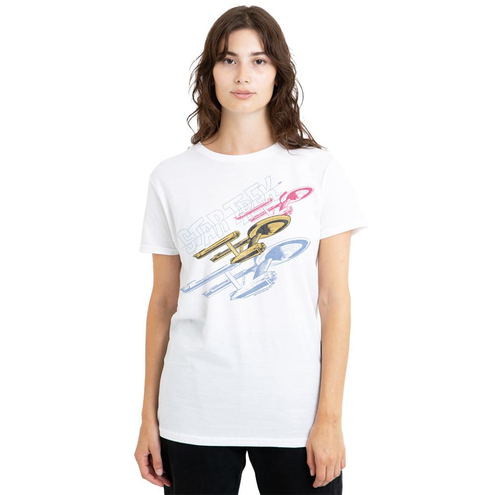 White - Side - Star Trek Unisex Adult Tri Enterprise Retro T-Shirt