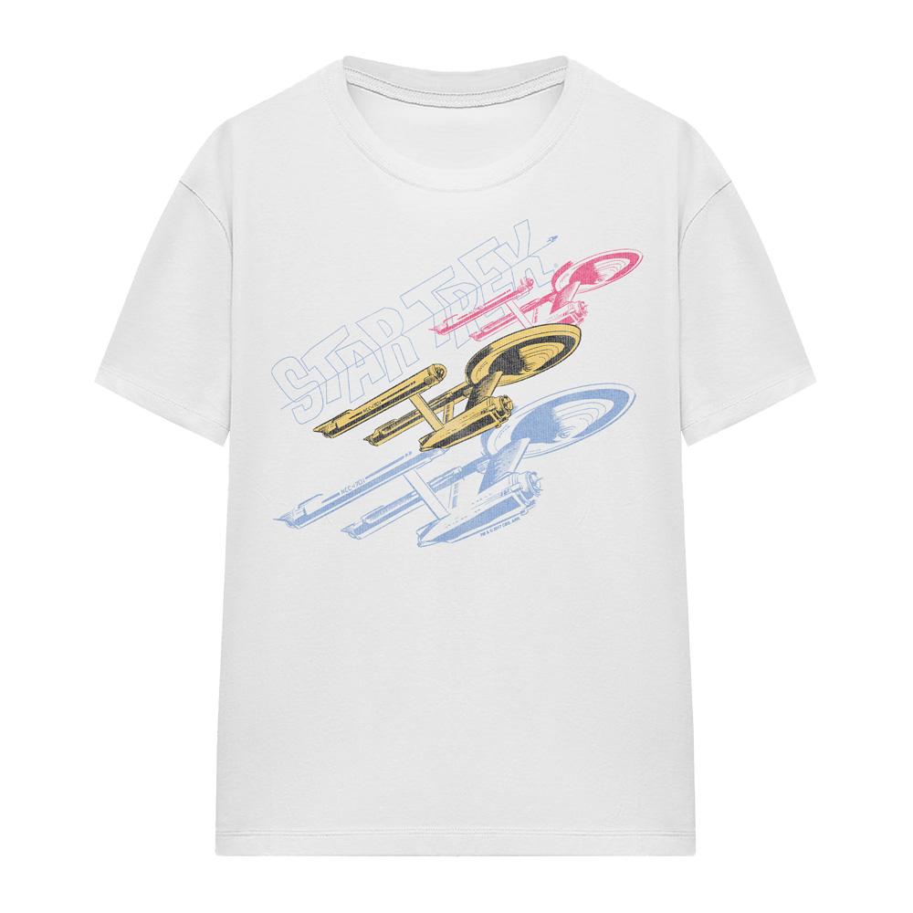White - Front - Star Trek Unisex Adult Tri Enterprise Retro T-Shirt