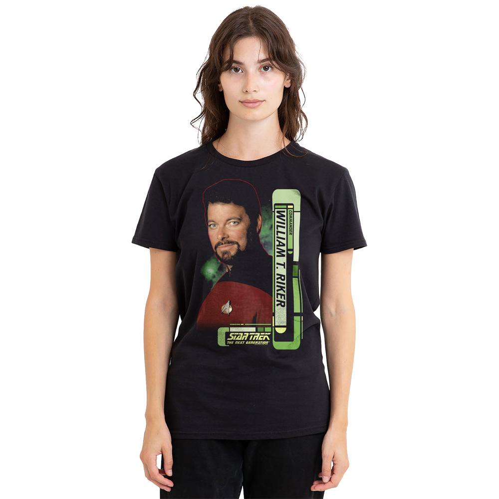 Black - Side - Star Trek Unisex Adult Riker T-Shirt