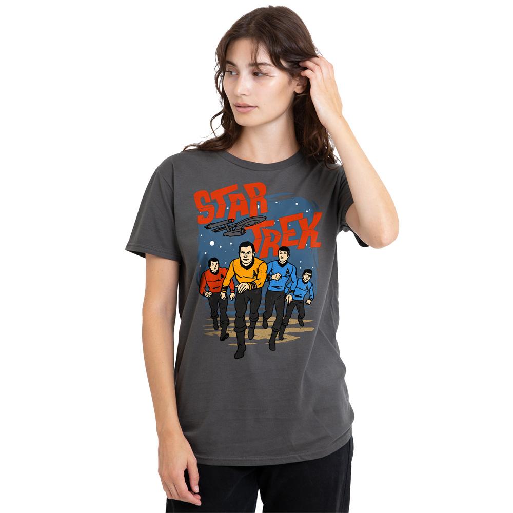 Charcoal - Side - Star Trek Unisex Adult Run Forward T-Shirt