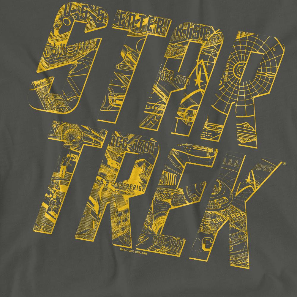Charcoal - Pack Shot - Star Trek Unisex Adult Schematic Logo T-Shirt