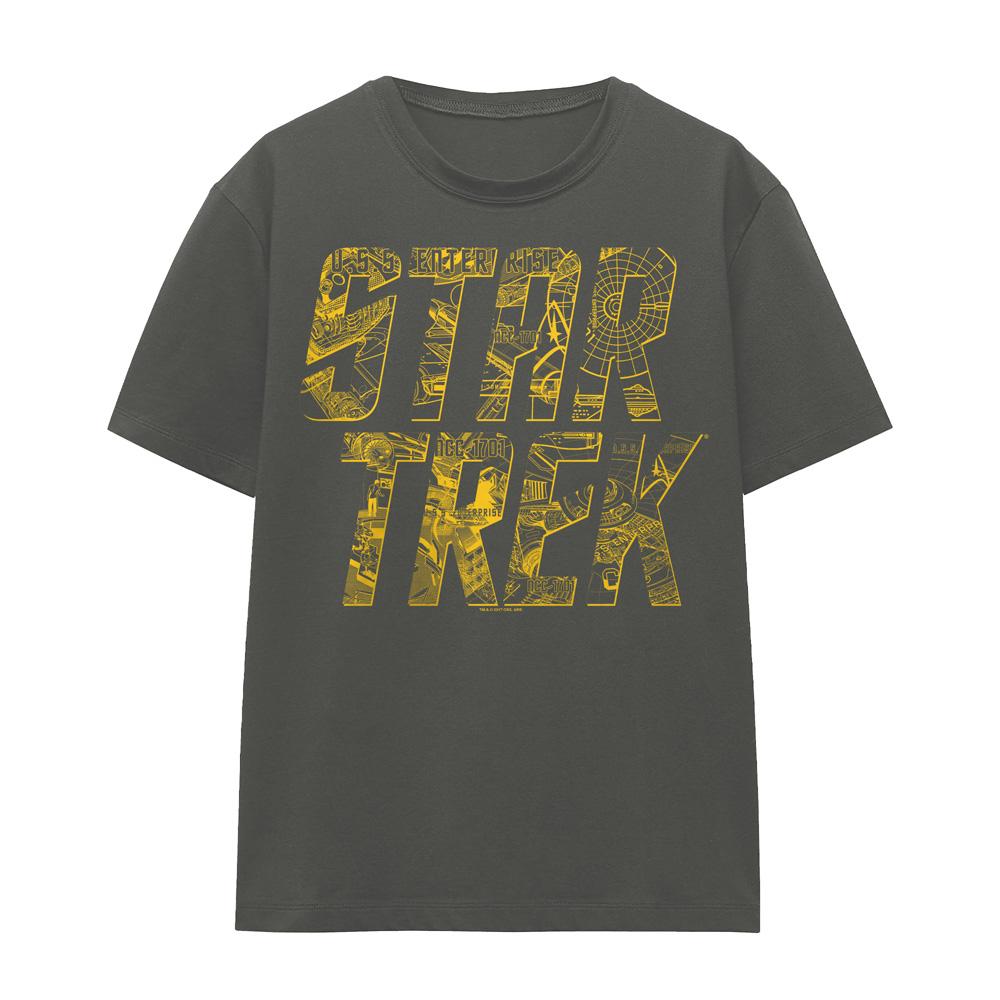 Charcoal - Front - Star Trek Unisex Adult Schematic Logo T-Shirt