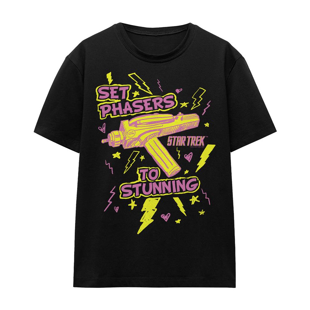 Black - Front - Star Trek Unisex Adult Set Phasers T-Shirt