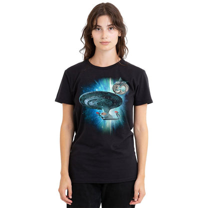 Black - Side - Star Trek Unisex Adult Ship 30 T-Shirt