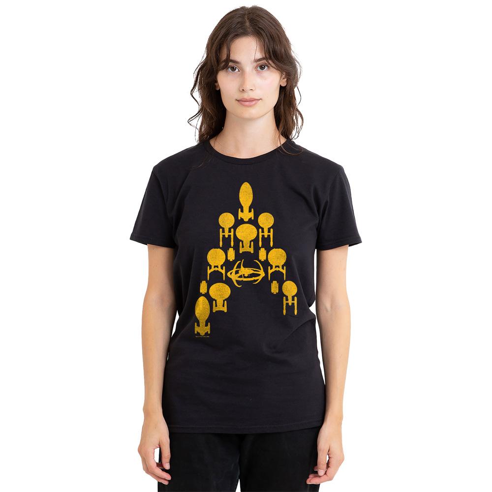 Black - Side - Star Trek Unisex Adult Ship Delta T-Shirt