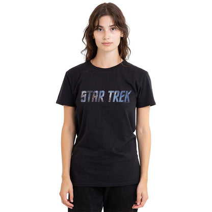 Black - Side - Star Trek Unisex Adult Space Logo T-Shirt