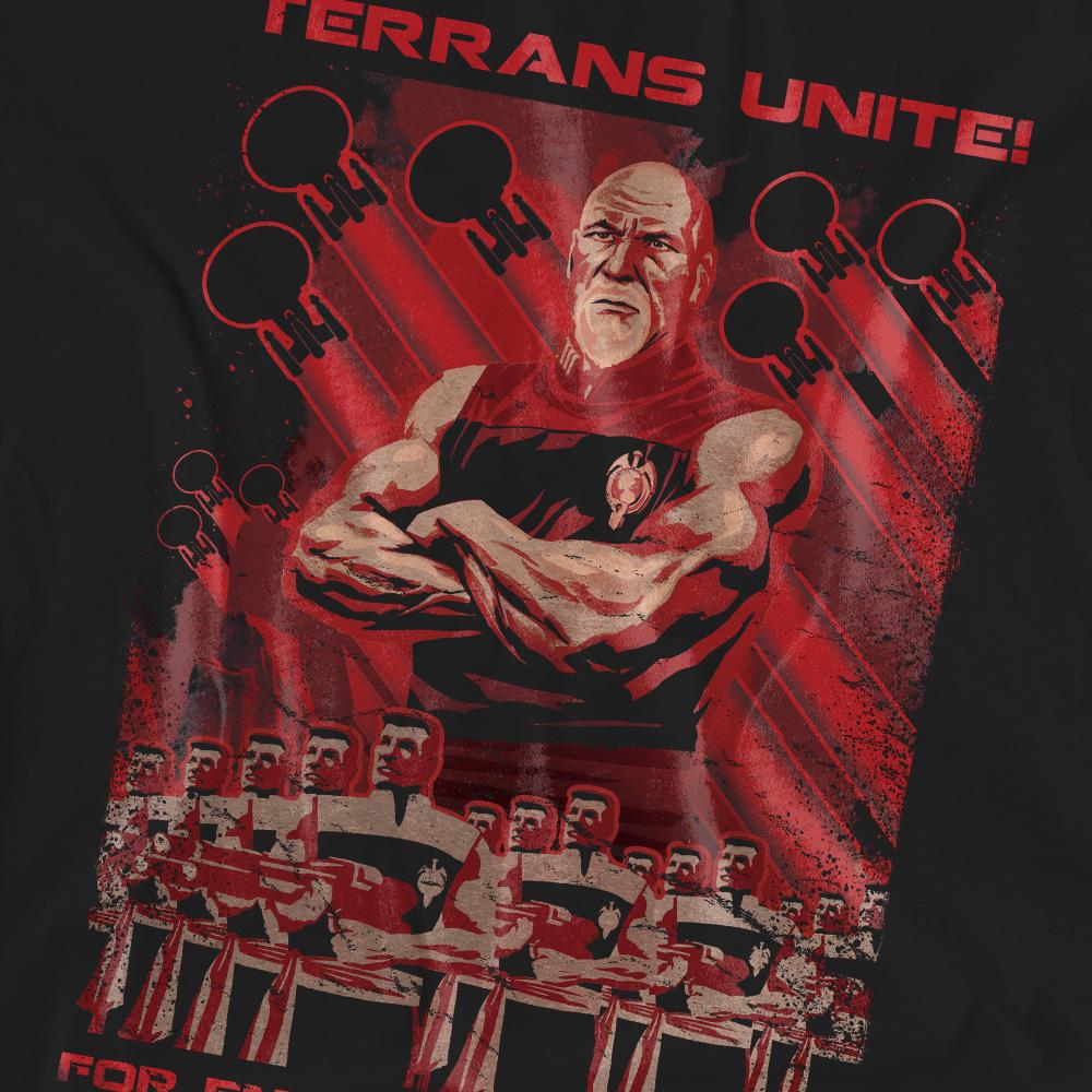 Black - Pack Shot - Star Trek Unisex Adult Terrans Unite T-Shirt